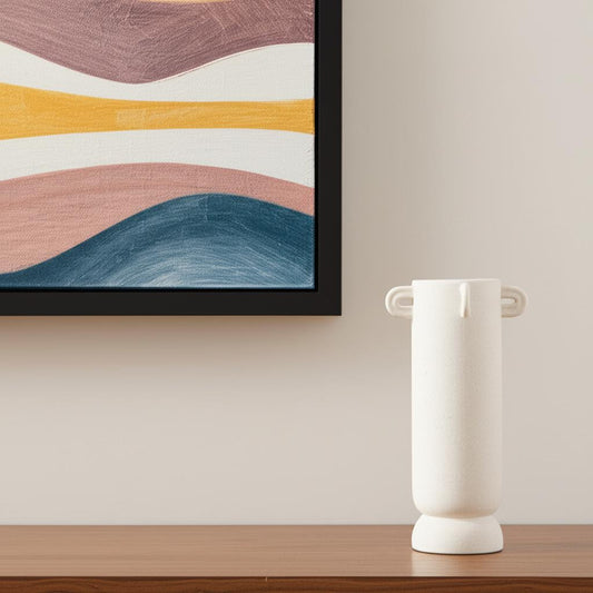 16" White Cylinder Ceramic Table Vase - Loft&Timber