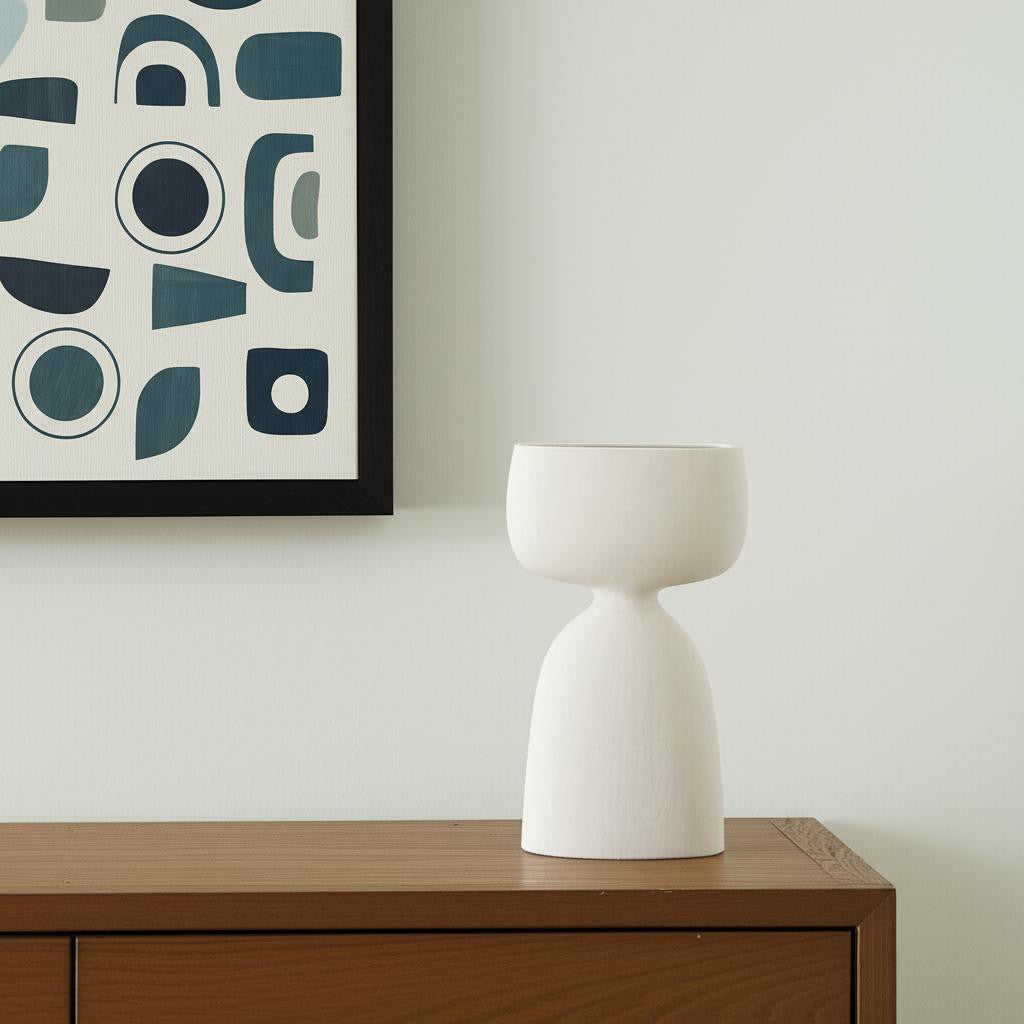 12" White Ceramic Table Vase - Loft&Timber