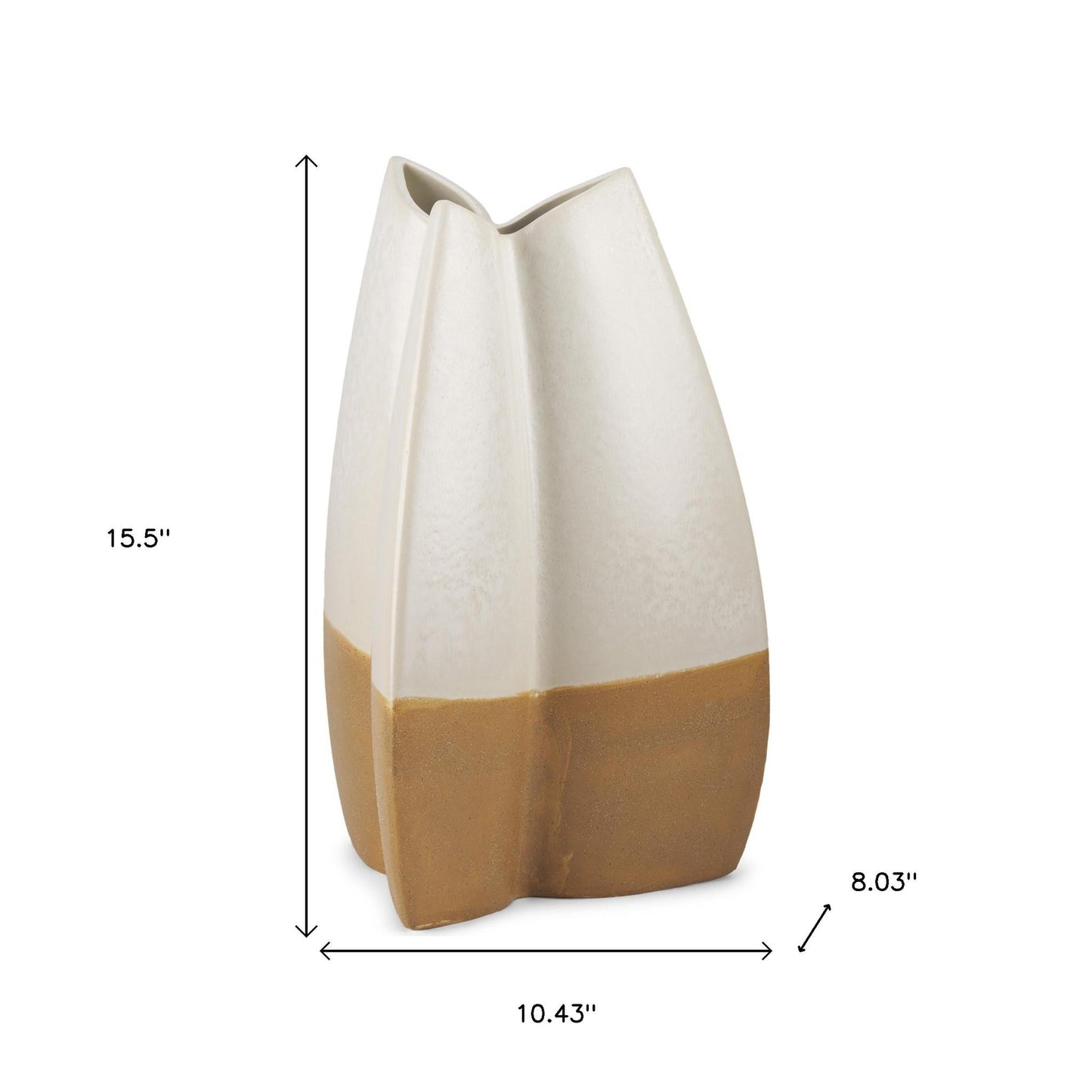 16" Cream Ceramic Table Vase - Loft&Timber