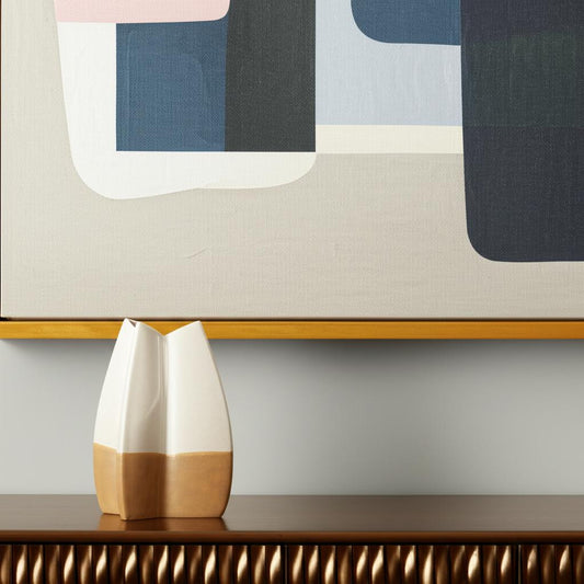 16" Cream Ceramic Table Vase - Loft&Timber