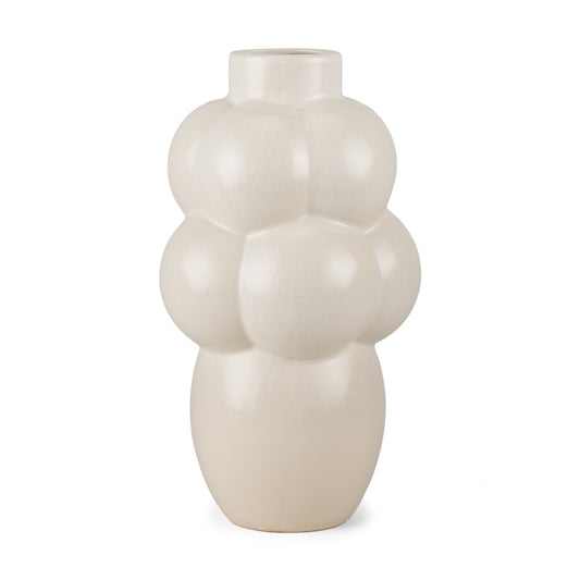14" Cream Ceramic Table Vase - Loft&Timber
