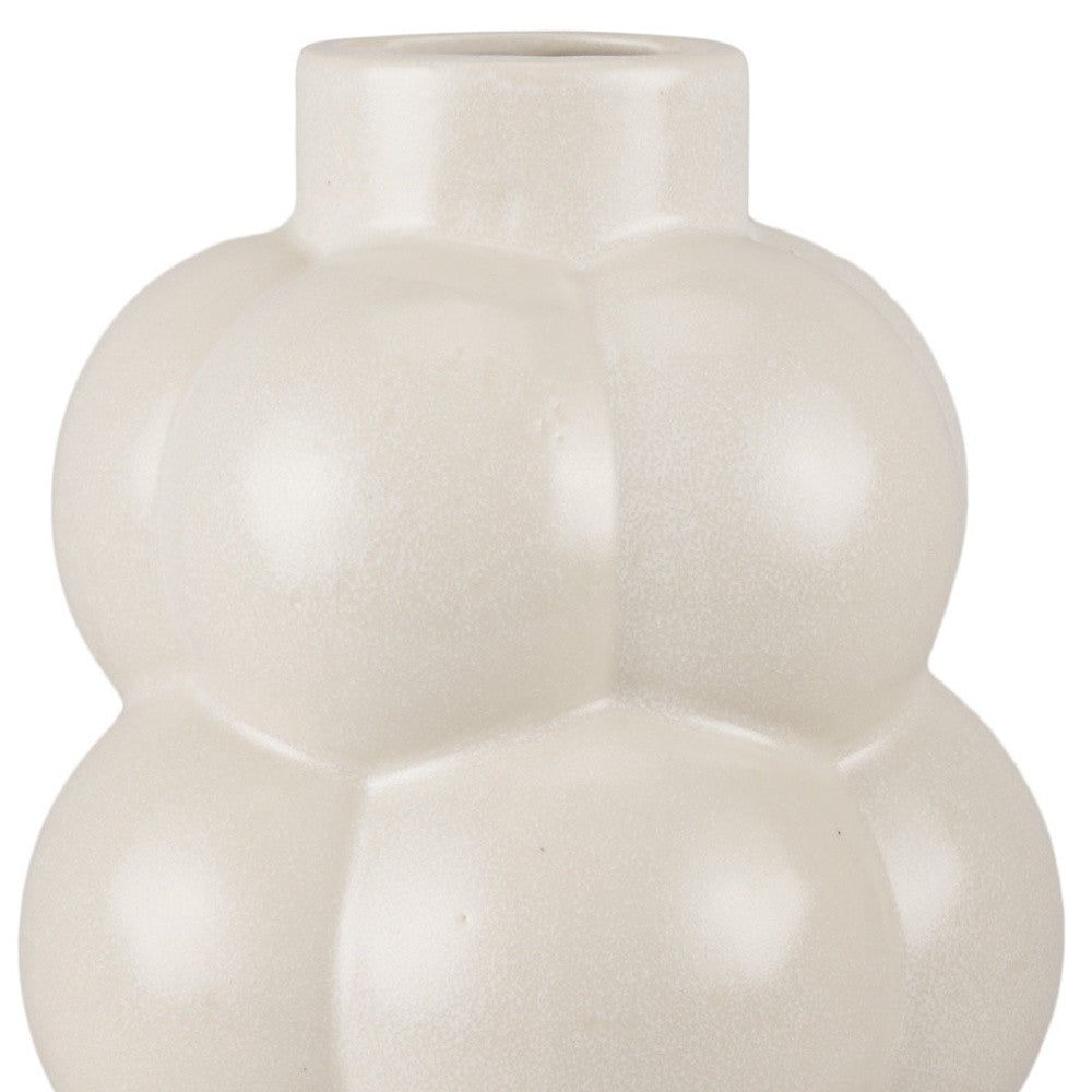 14" Cream Ceramic Table Vase - Loft&Timber