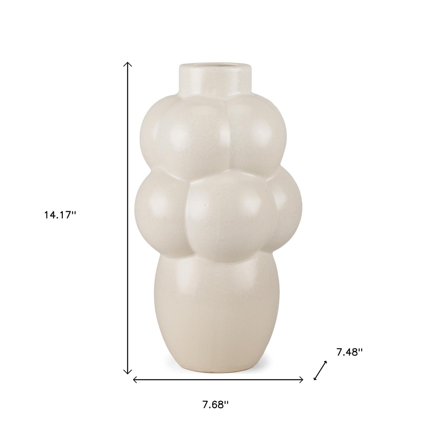14" Cream Ceramic Table Vase - Loft&Timber