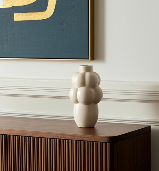 14" Cream Ceramic Table Vase - Loft&Timber