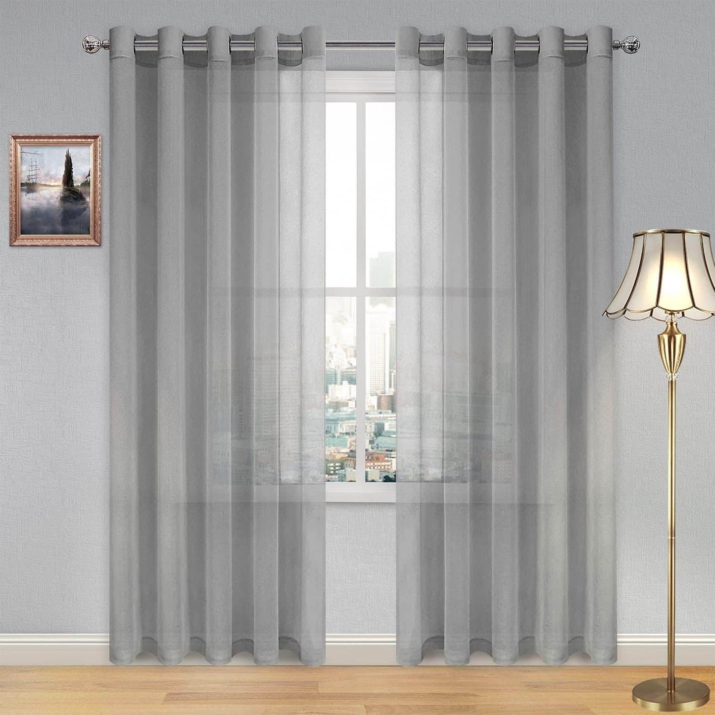 DWCN Faux Linen Sheer Curtains, Set of 2 Panels - Loft&Timber