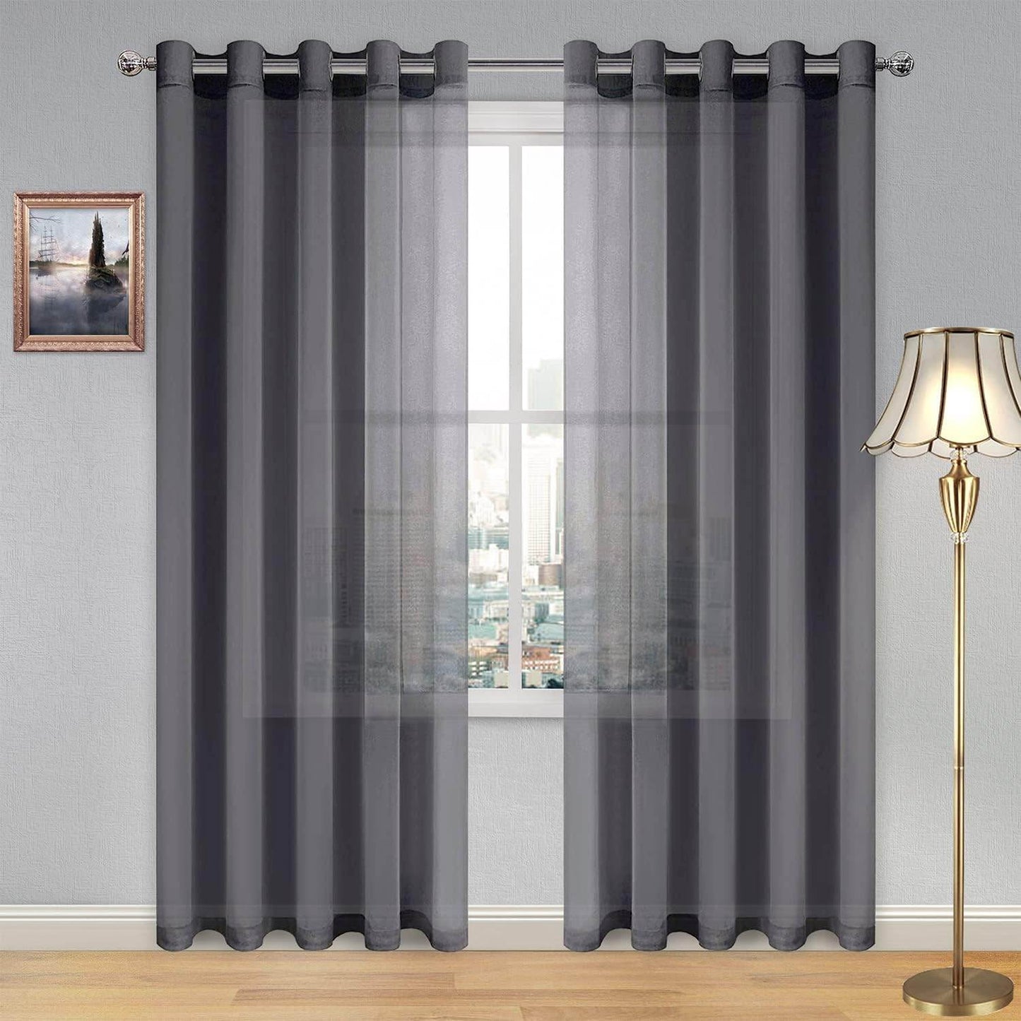 DWCN Faux Linen Sheer Curtains, Set of 2 Panels - Loft&Timber
