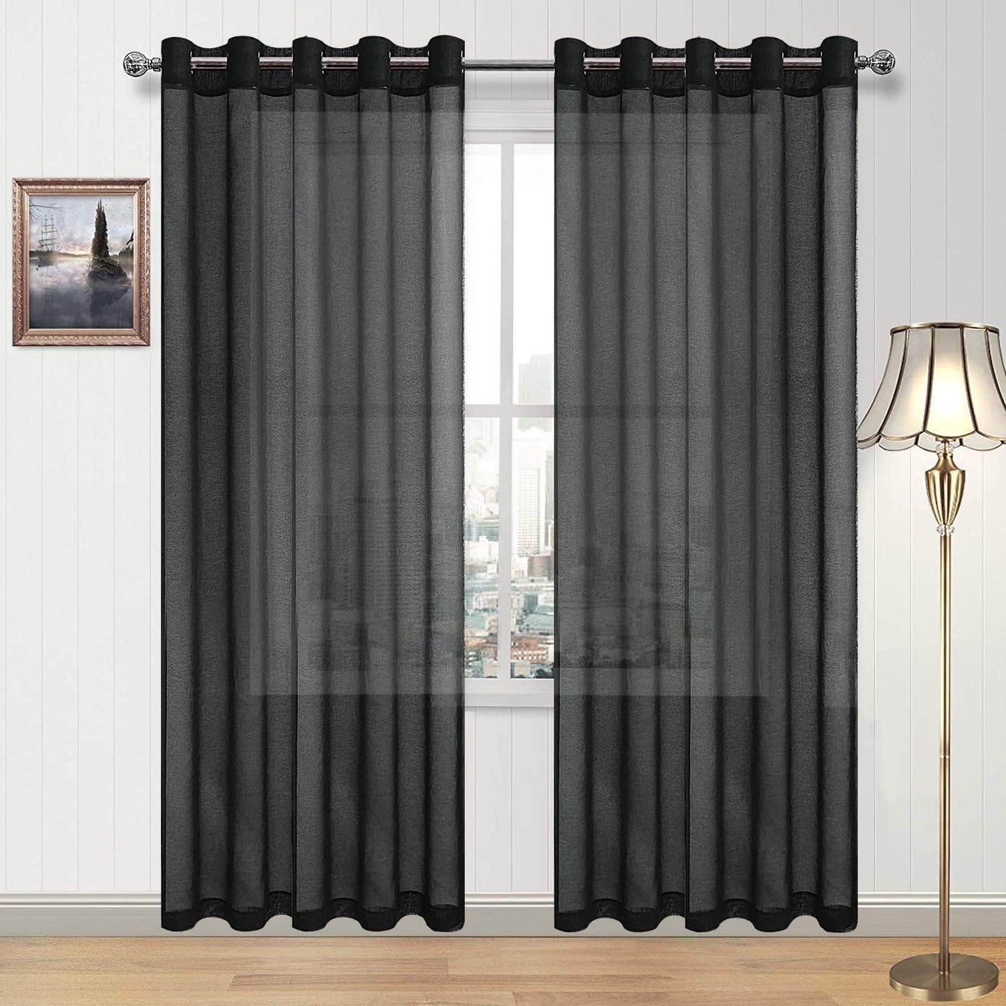 DWCN Faux Linen Sheer Curtains, Set of 2 Panels - Loft&Timber