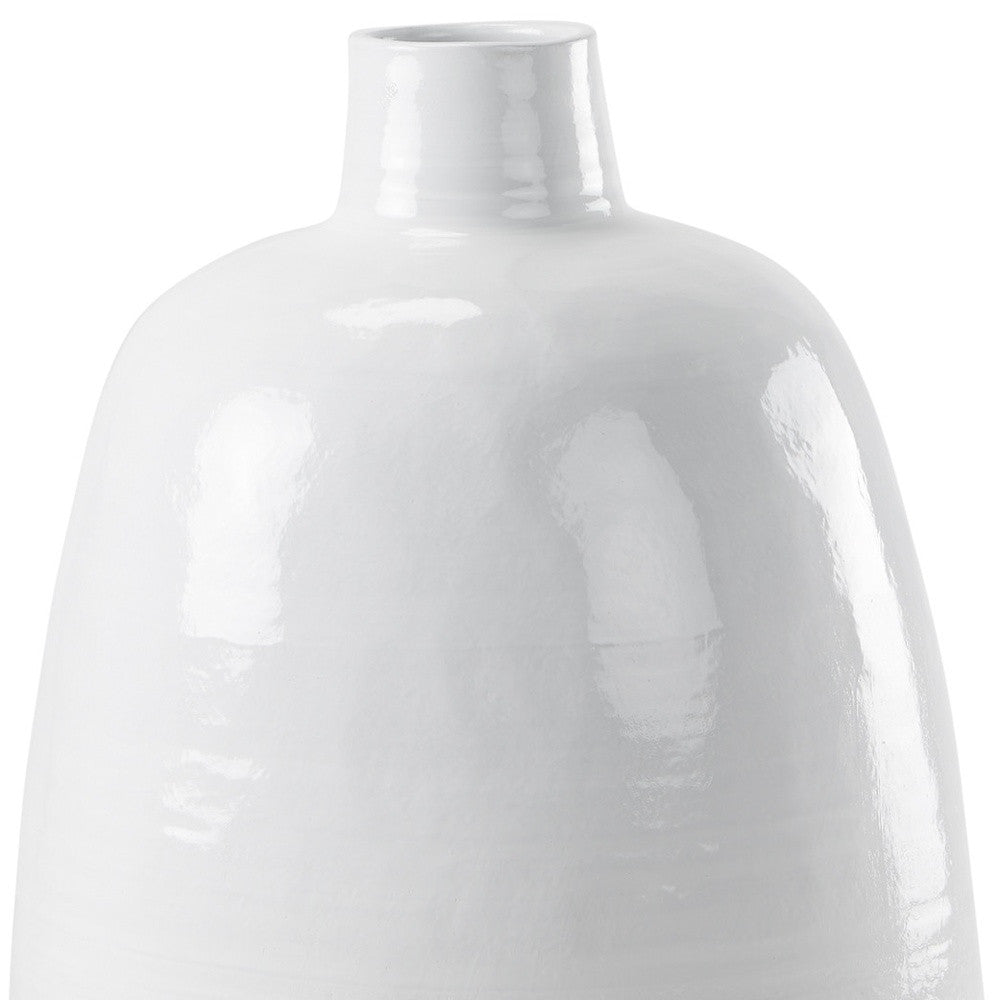 32" White Round Ceramic Floor Vase - Loft&Timber
