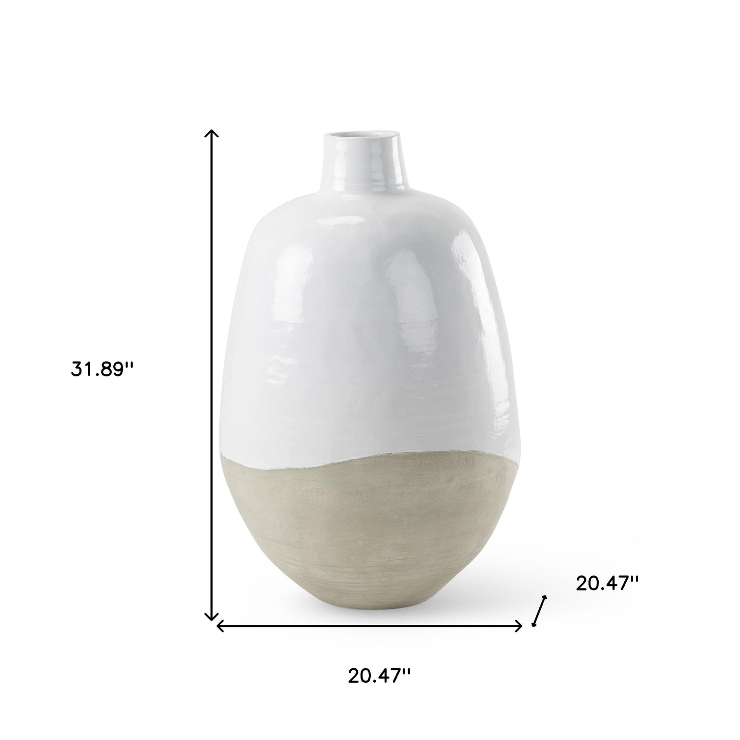 32" White Round Ceramic Floor Vase - Loft&Timber
