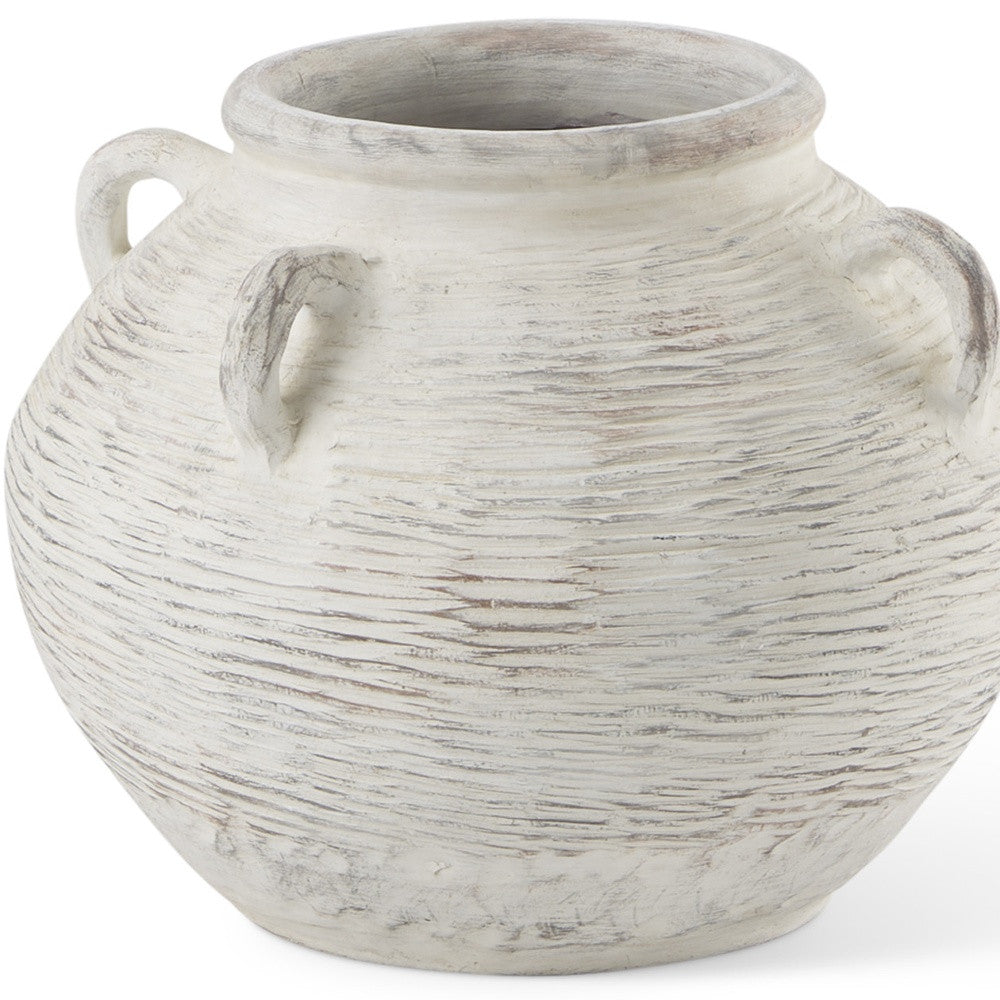 16" Cream Amphora Ceramic Floor Vase - Loft&Timber