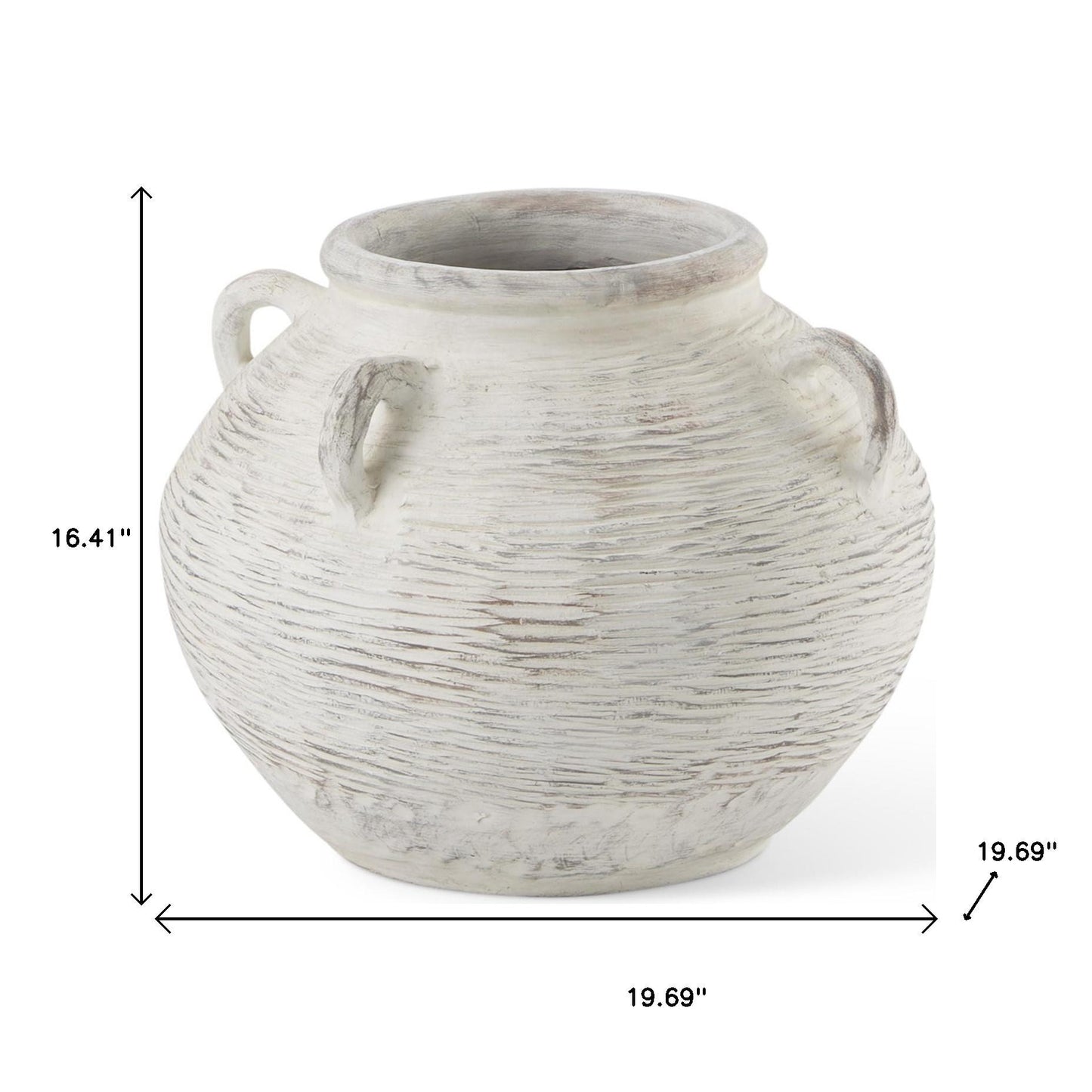 16" Cream Amphora Ceramic Floor Vase - Loft&Timber