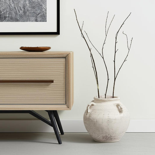 16" Cream Amphora Ceramic Floor Vase - Loft&Timber