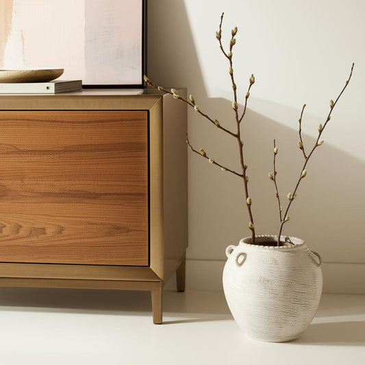 22" Cream Amphora Ceramic Floor Vase - Loft&Timber