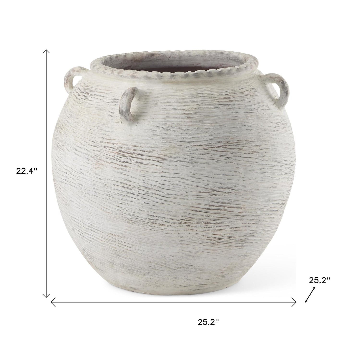 22" Cream Amphora Ceramic Floor Vase - Loft&Timber