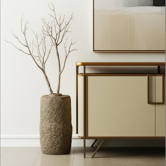 33" Gray Cylinder Ceramic Floor Vase - Loft&Timber