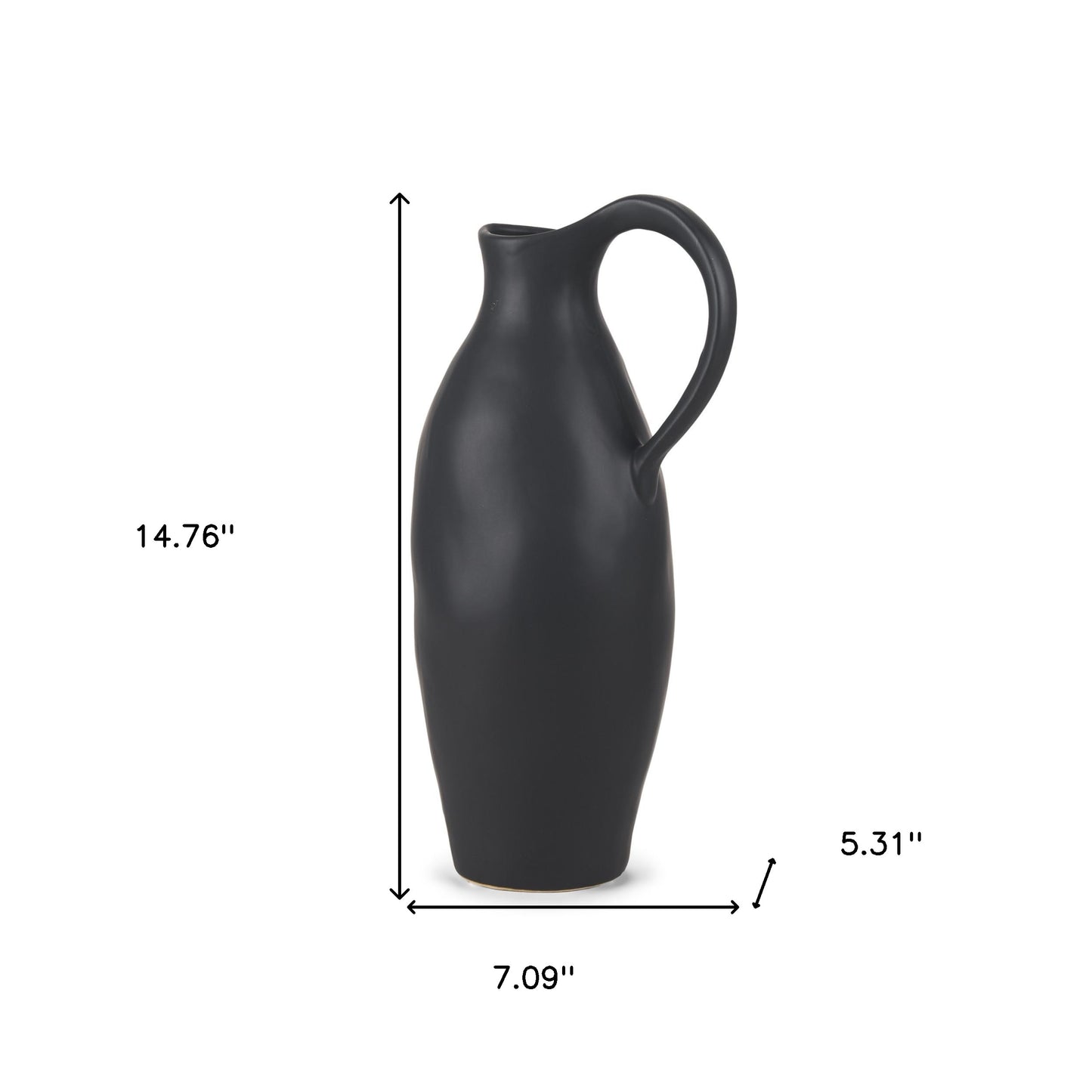 15" Black Bud Ceramic Jug Vase - Loft&Timber