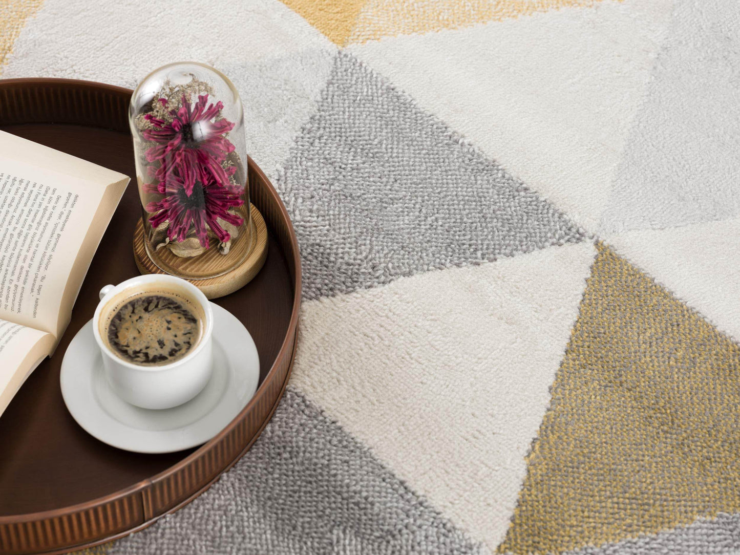 17' Runner Yellow Beige And Gray Geometric Runner Rug - Loft&Timber