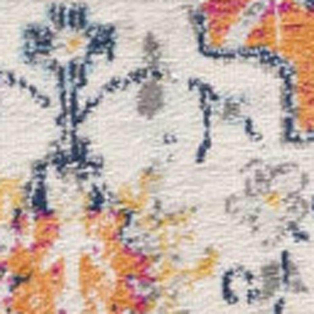 25' Runner Rust Gray And Sky Blue Floral Runner Rug - Loft&Timber