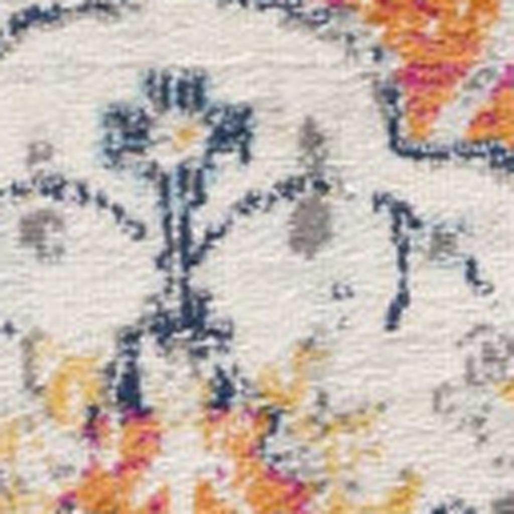 17' Runner Rust Gray And Sky Blue Floral Runner Rug - Loft&Timber