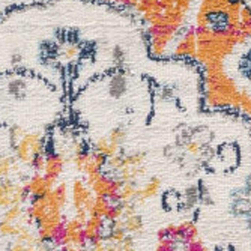 17' Runner Rust Gray And Sky Blue Floral Runner Rug - Loft&Timber