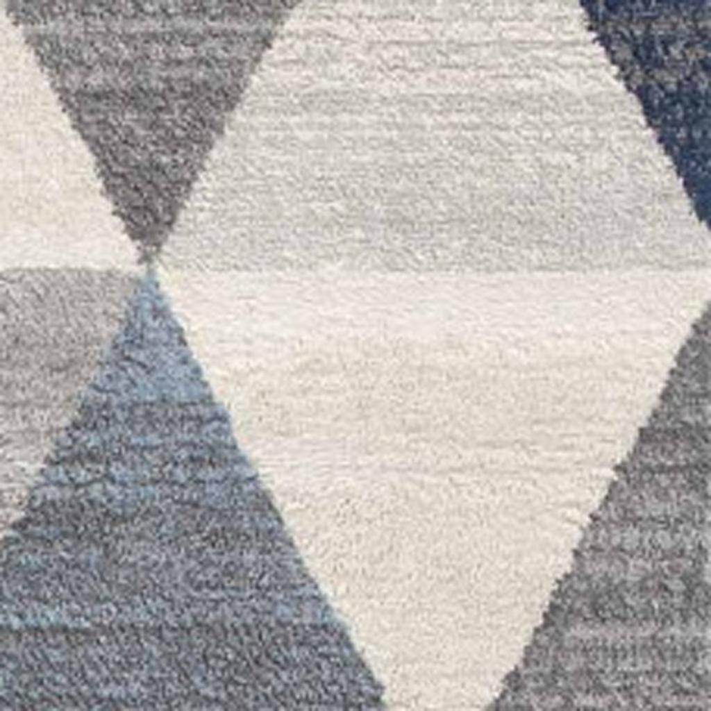 19' Runner Blue Beige And Gray Geometric Runner Rug - Loft&Timber
