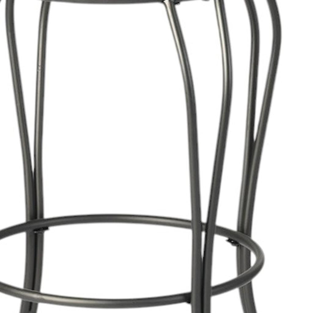 Set of Two 30" Black Faux Leather and Iron Bar Height Swivel Bar Chairs - Loft&Timber