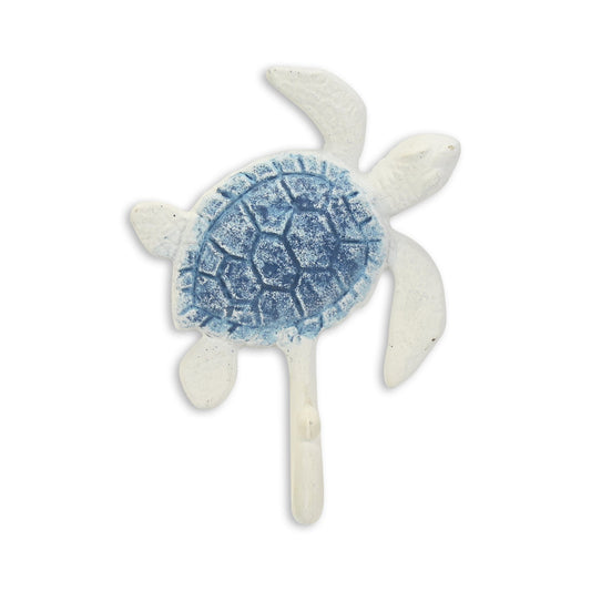 4" Blue And White Cast Iron Turtle Wall Hook-1