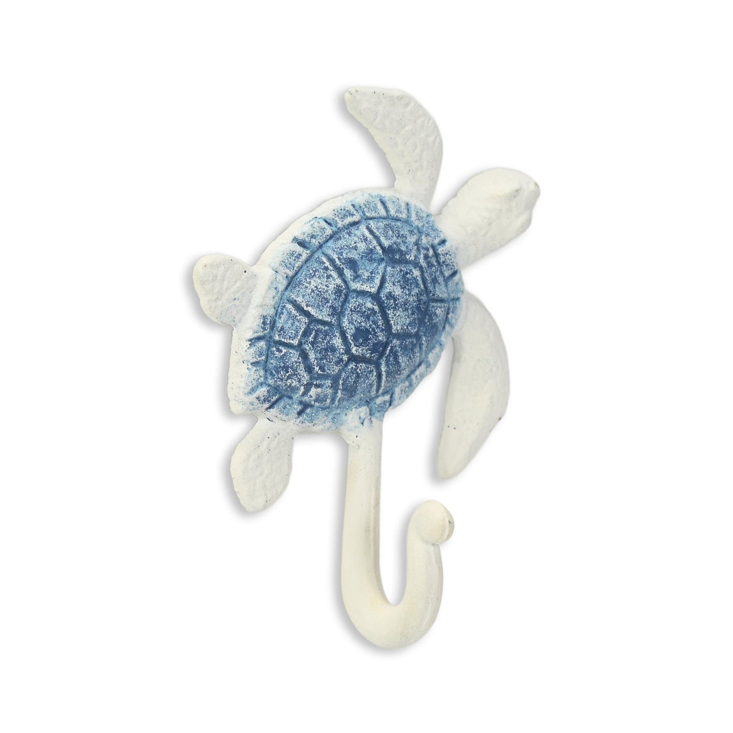 4" Blue And White Cast Iron Turtle Wall Hook-2