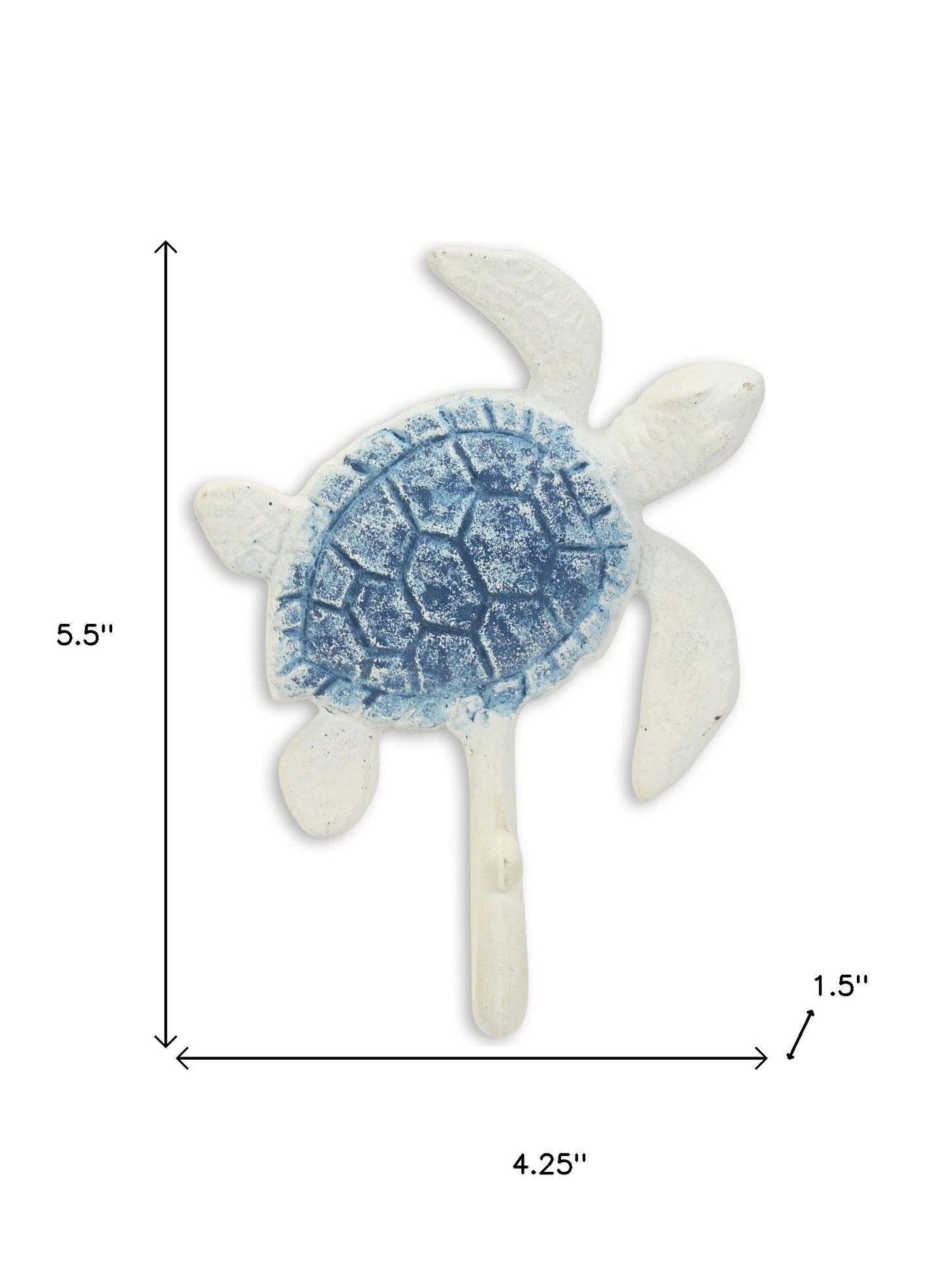 4" Blue And White Cast Iron Turtle Wall Hook-6