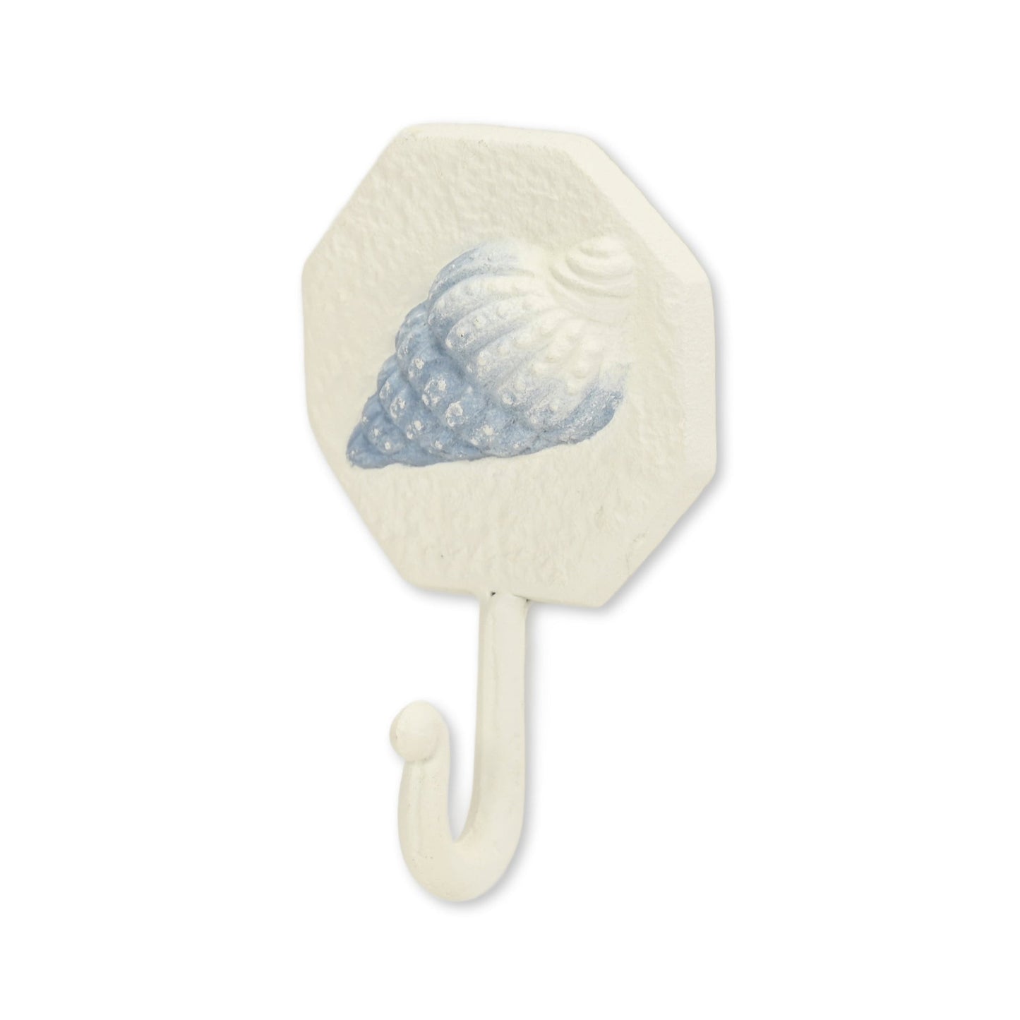 4" Blue And Cream Cast Iron Conch Shell Wall Hook-3