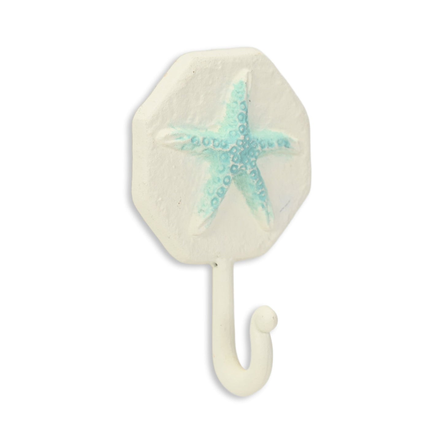 4" Aqua And Cream Cast Iron Starfish Wall Hook-2