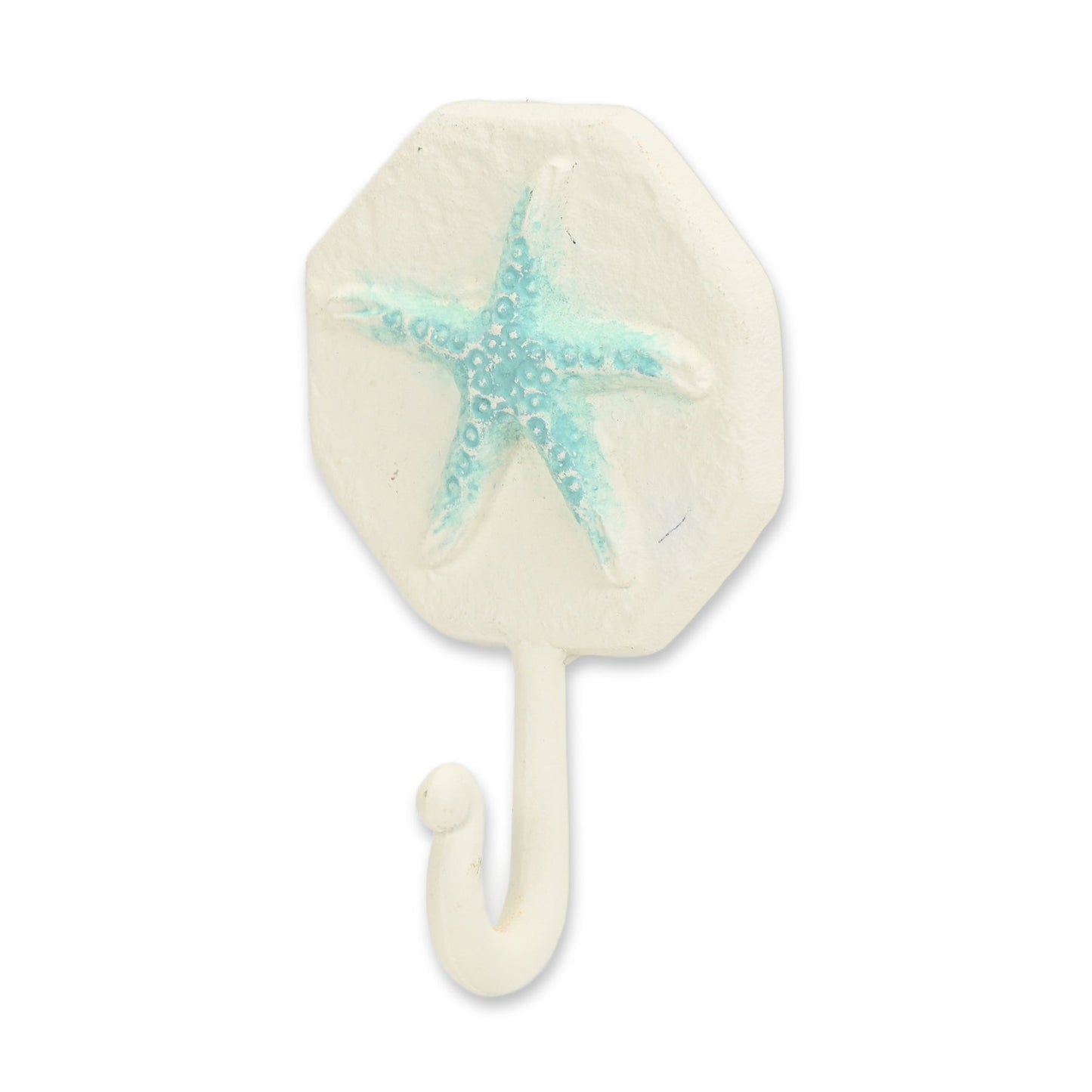 4" Aqua And Cream Cast Iron Starfish Wall Hook-3
