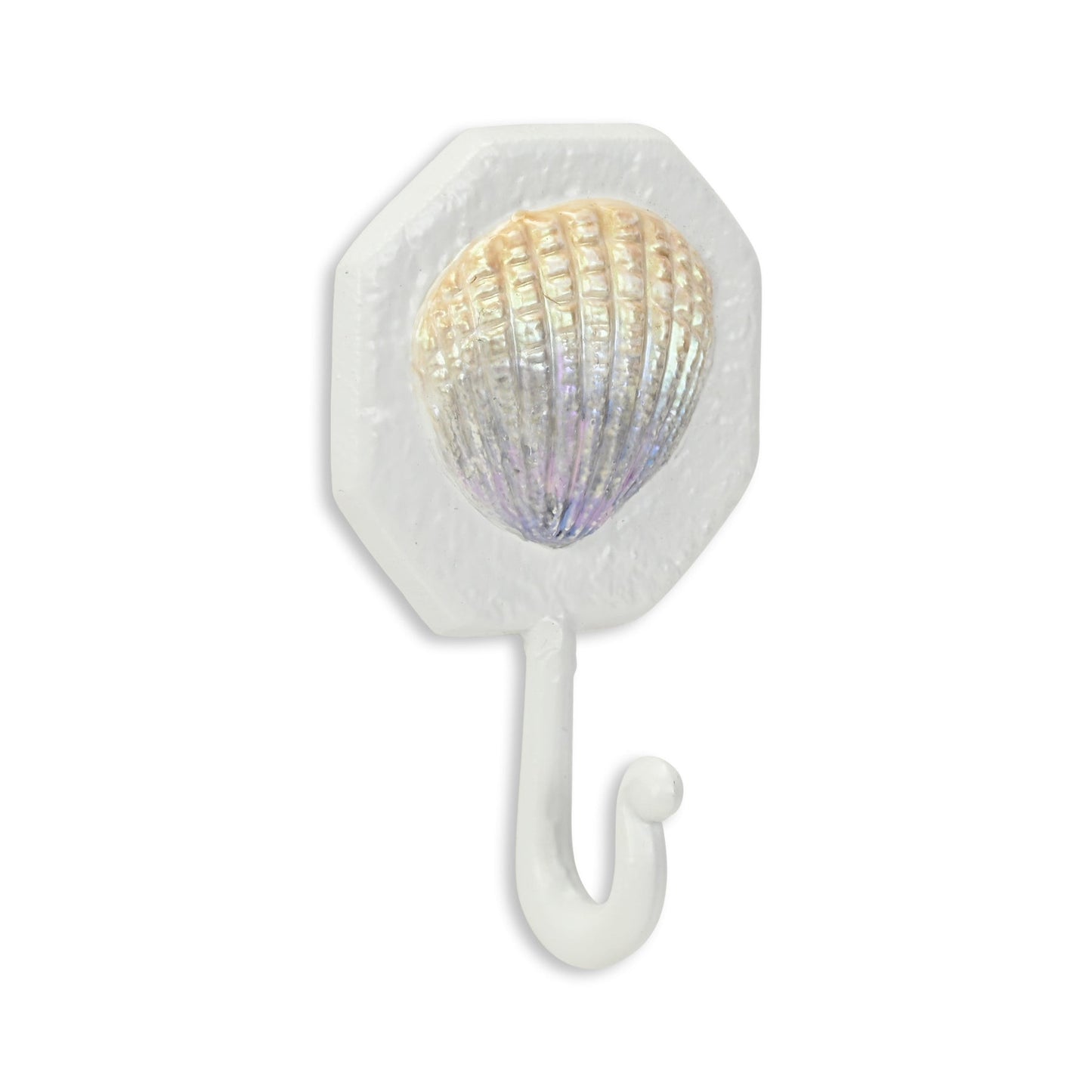 4" Cream And Pearl Cast Iron Seashell Wall Hook-2