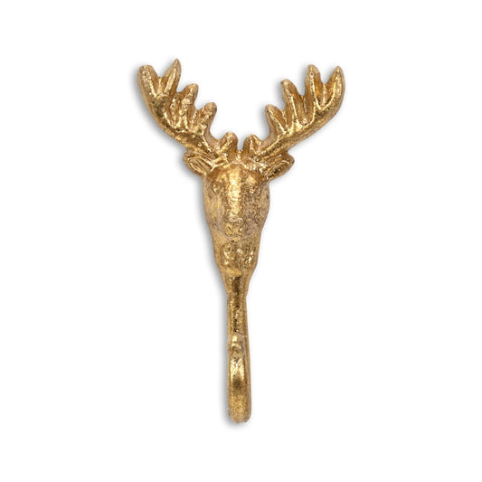 3" Gold Cast Iron Deer Stag Wall Hook-1