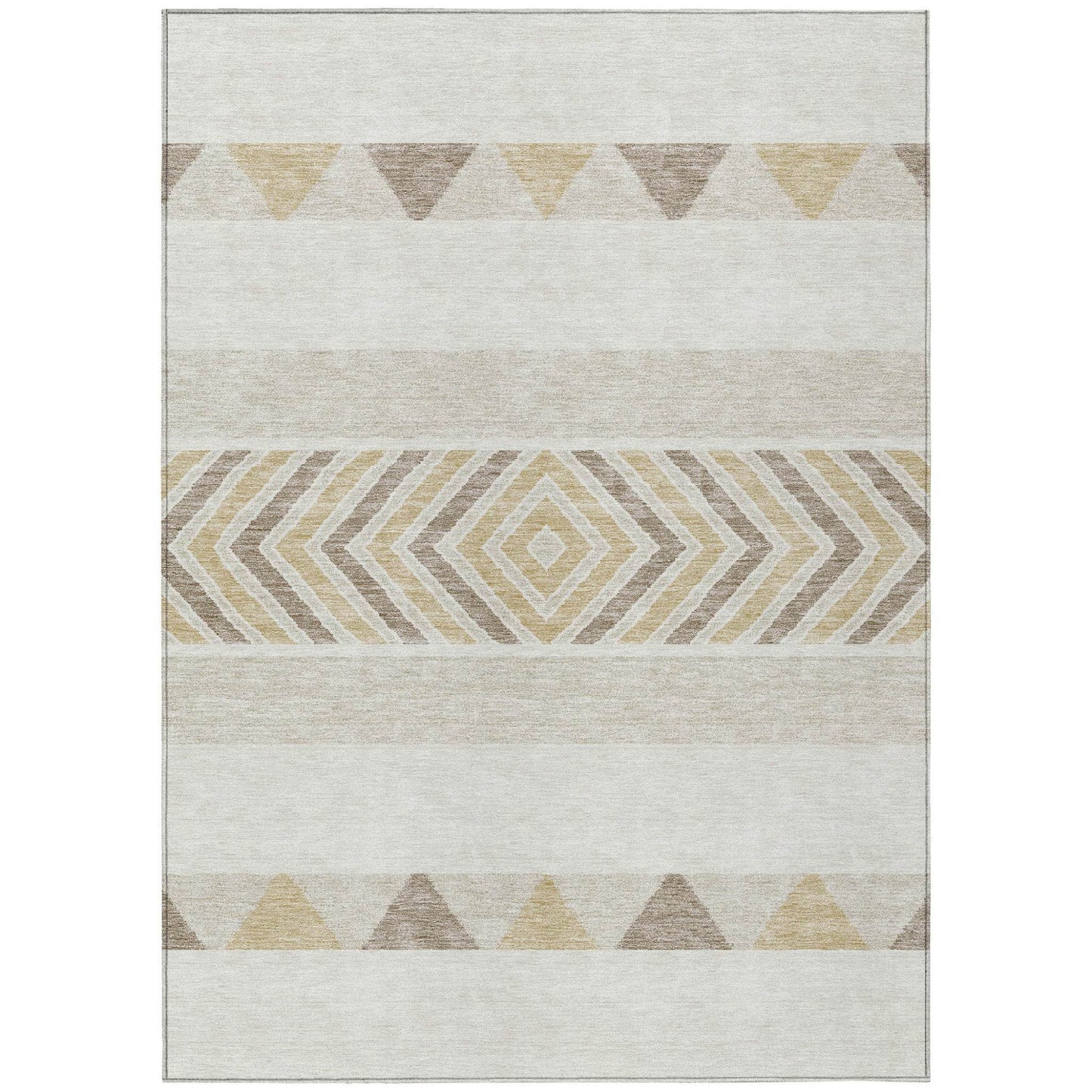 8' X 10' Ivory Beige And Taupe Southwestern Washable Indoor Outdoor Area Rug - Loft&Timber