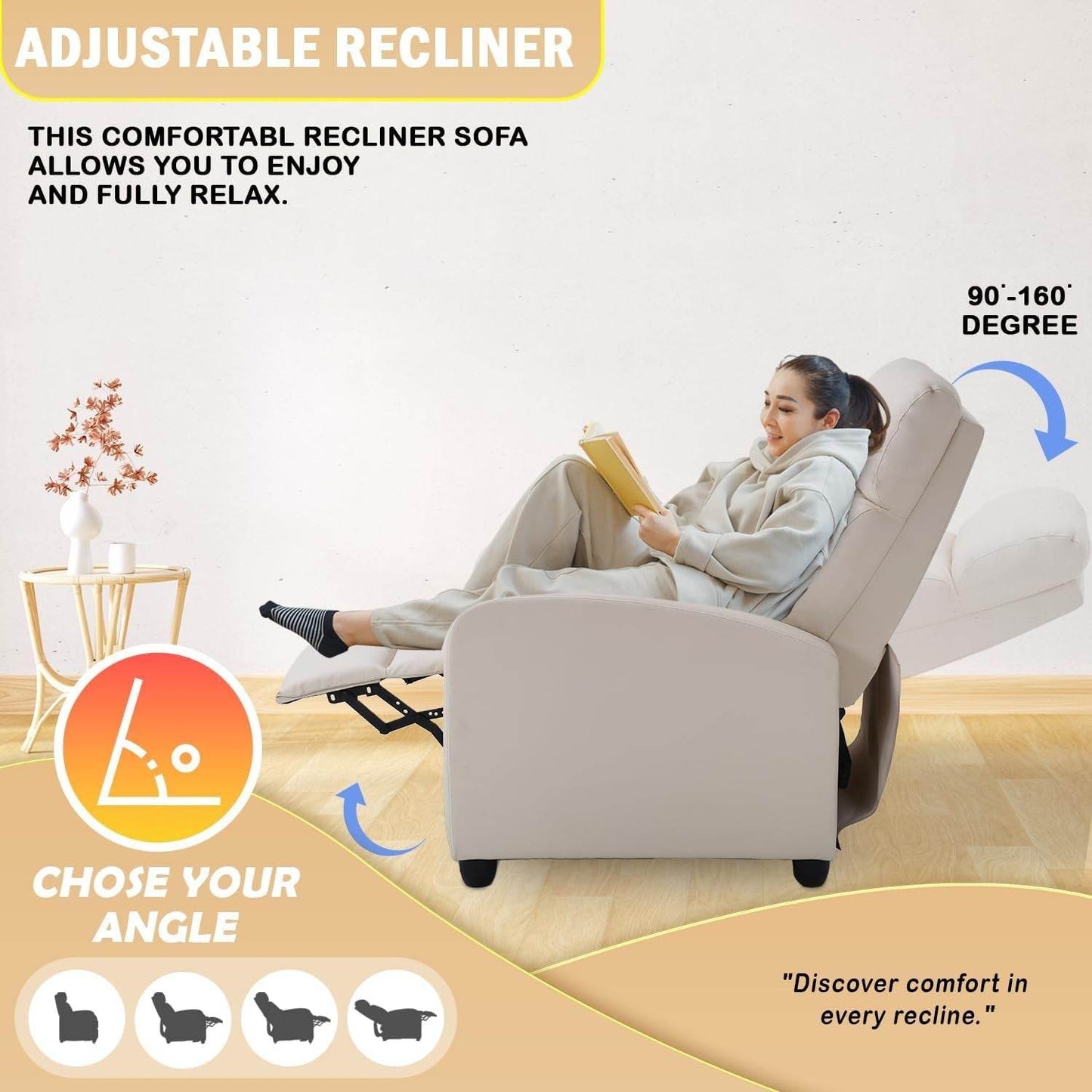 Recliner Chair in Beige - Loft&Timber