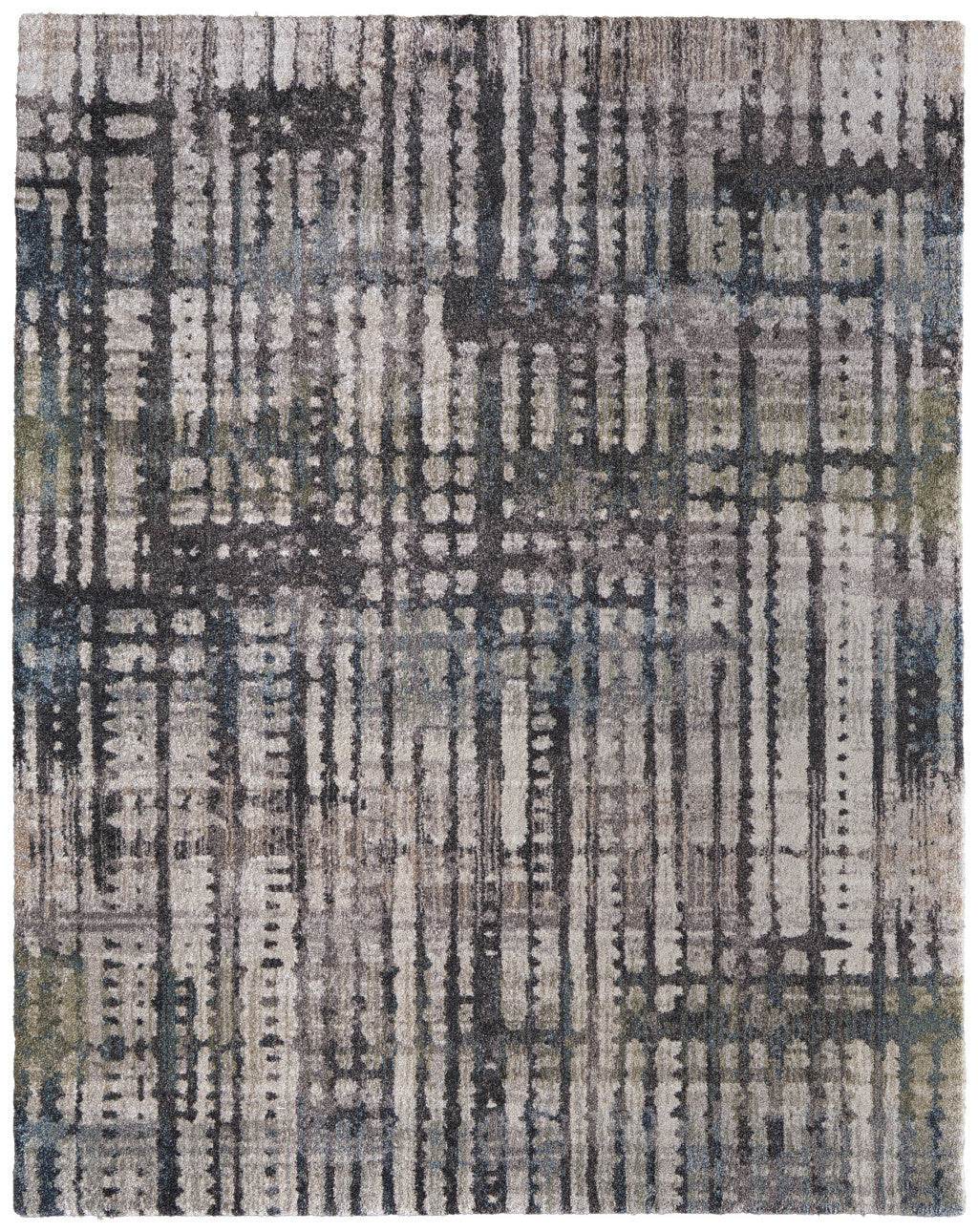 10' X 13' Gray Black And Ivory Abstract Distressed Area Rug - Loft&Timber