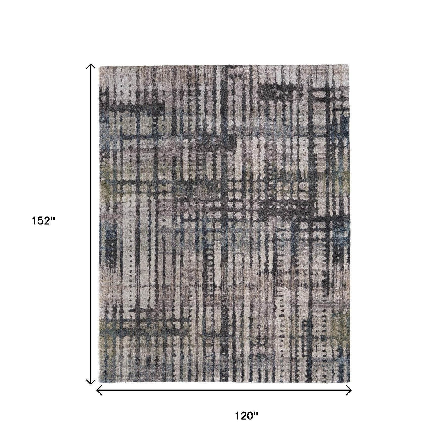 10' X 13' Gray Black And Ivory Abstract Distressed Area Rug - Loft&Timber