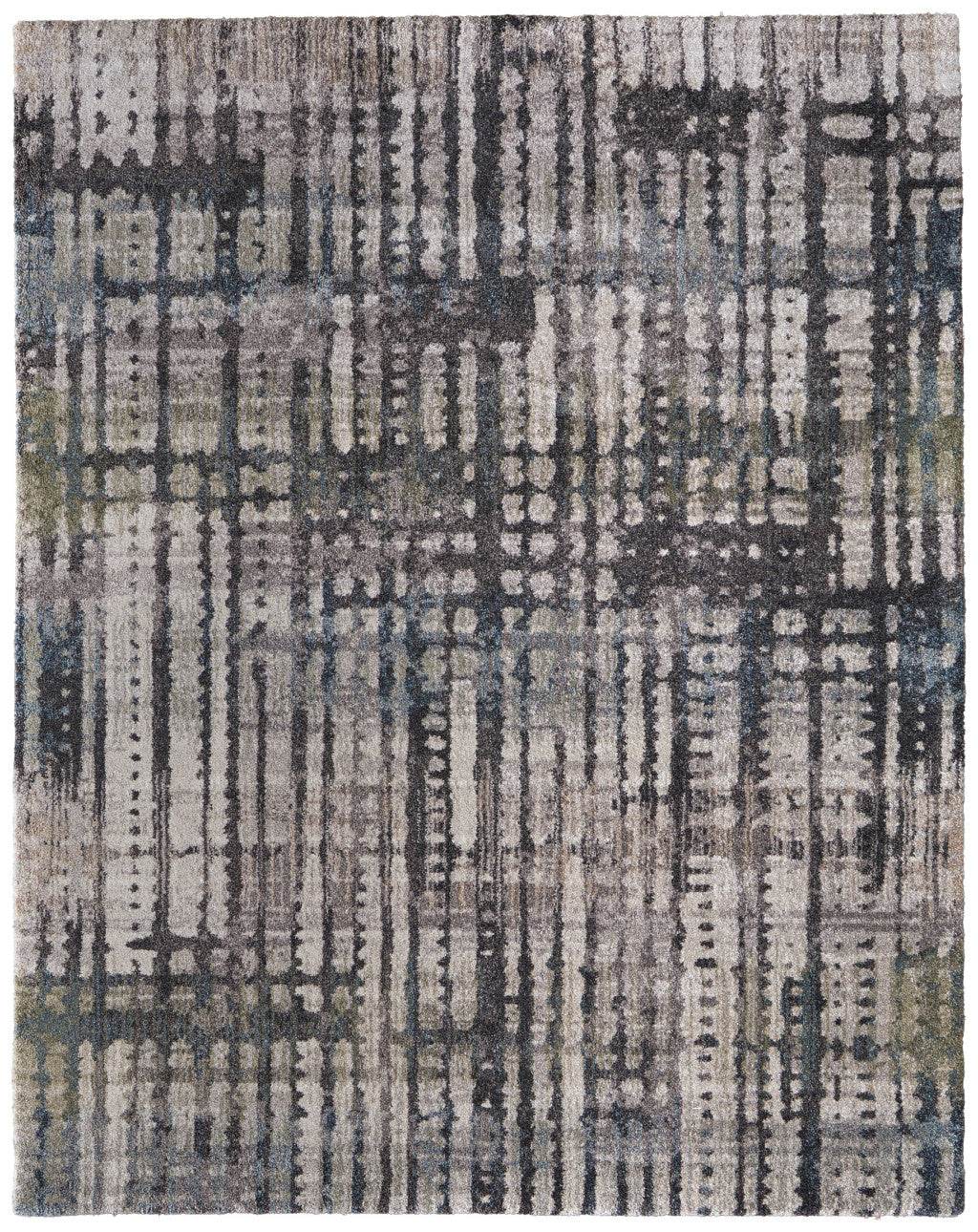 10' X 13' Gray Black And Ivory Abstract Distressed Area Rug - Loft&Timber