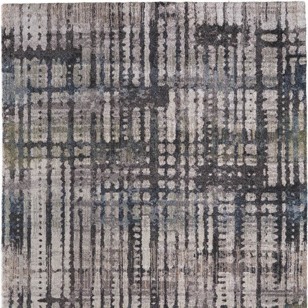 10' X 13' Gray Black And Ivory Abstract Distressed Area Rug - Loft&Timber