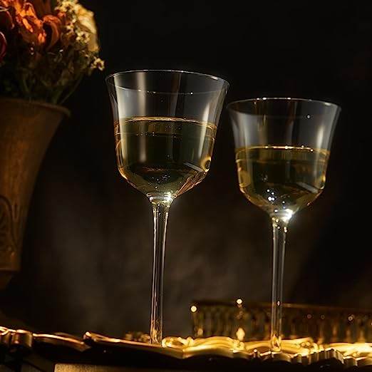 Vintage Crystal Nick & Nora/Wine Coupe Glasses - Set of 2 - Clear Radiance - Cocktails, Wine, Whiskey, Gin, Cocktail Glass - Hand Blown Classy Glass - Timeless Art Deco Design - Long Stemmed (5 OZ) - Loft&Timber