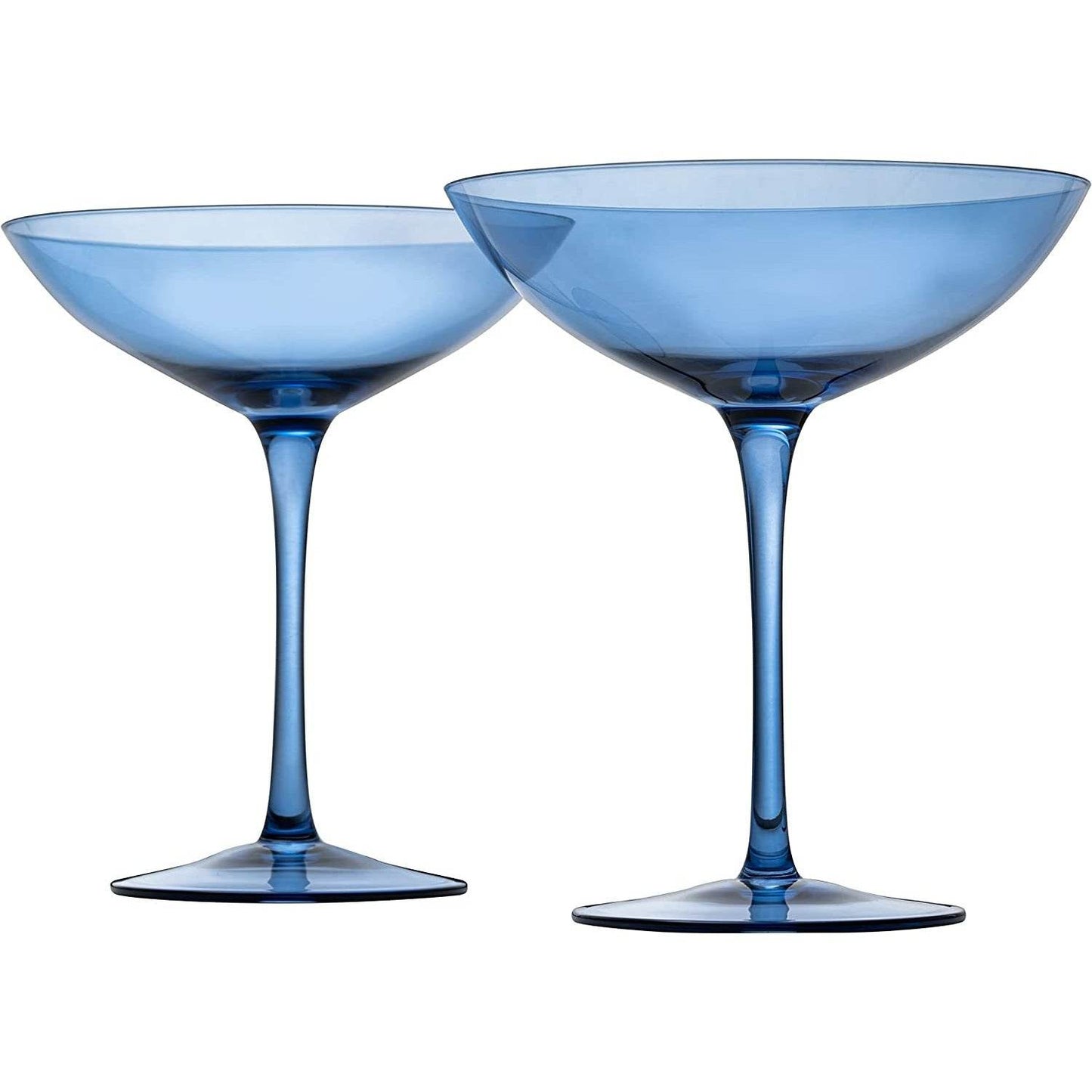 Champagne Coupes 12oz by The Wine Savant - Colorful Champagne Glasses, Prosecco, Mimosa Glasses Set, Cocktail Glass Set, Bar Glassware Luster Glasses (2, Cobalt Blue) - Loft&Timber