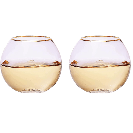 The Wine Savant Colored Blush Pink & Gilded Rim Wine Glass, Large 18oz Glasses 2-Set Vibrant Color Vintage Tumblers for White & Red, Water, No Stem Glasses, Gift Idea (Stemless Wine glasses) - Loft&Timber