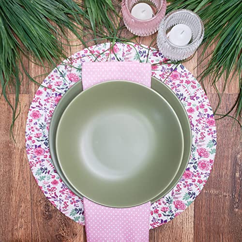 Charlo's Set of 4 Pink Polka Dot 100% Cotton Cloth Napkins 15" by 15" Washable Reusable - Loft&Timber