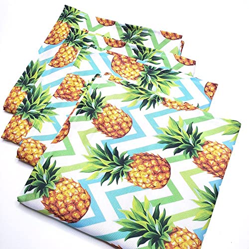 Charlo's Cloth Napkins Set of 4 Pineapple Zigzag 16" by 16" - Green - Loft&Timber