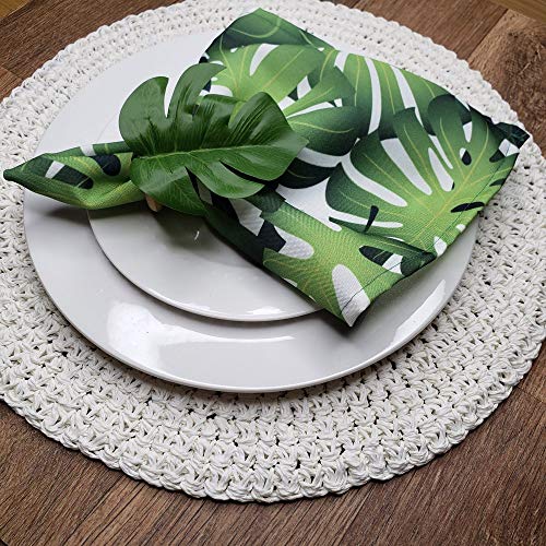 Charlo's Cloth Napkins Set of 4 Green Palm Leaf Monstera Tropical 16" by 16" - Green - Loft&Timber