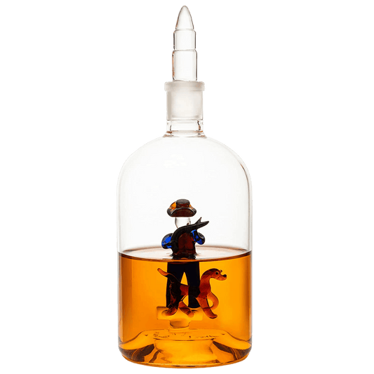 Wine & Whiskey Decanter, Hunting Gifts, Hunter with Dog - 750ml Decanter Bourbon Scotch Unique Gift for Him - Gamebirds Game - Hunter's Cowboy Decanter, Western Style Decanter, Gift Glassware - Loft&Timber