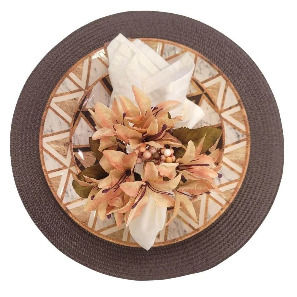 Maison Charlo Set of 4 Caramel Lilies Flower Celebration Napkin Rings - Loft&Timber