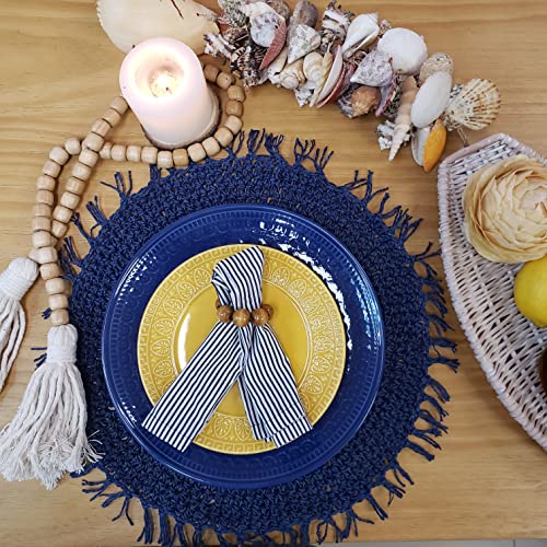 Charlo's Set of 4 Navy Blue Striped 100% Cotton Cloth Napkins 15" by 15" Washable Reusable - Loft&Timber