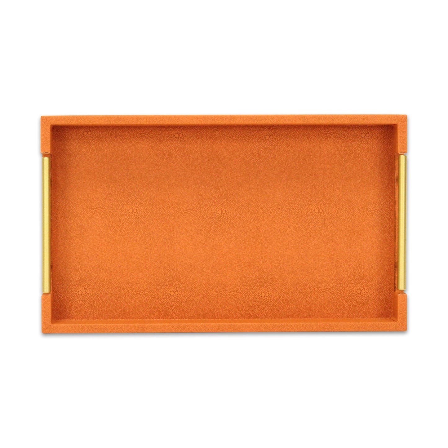 16" Orange And Gold Faux Shagreen Handmade Serving Tray With Handles - Loft&Timber